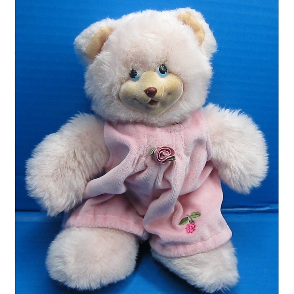 Fisher Price 1998 Sarahberry Pink Teddy Bear Plush Toy Blue Eyes Doll 10"